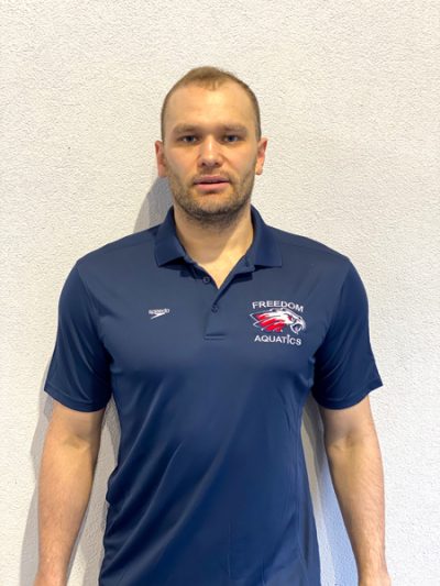 the Freedom Aquatics coaching staff - Coach Pasha!